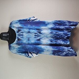 Blue Abstract Print Women’s Top